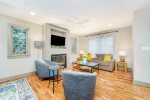 The living area is open to the dining and kitchen making it easy to spend time with your group